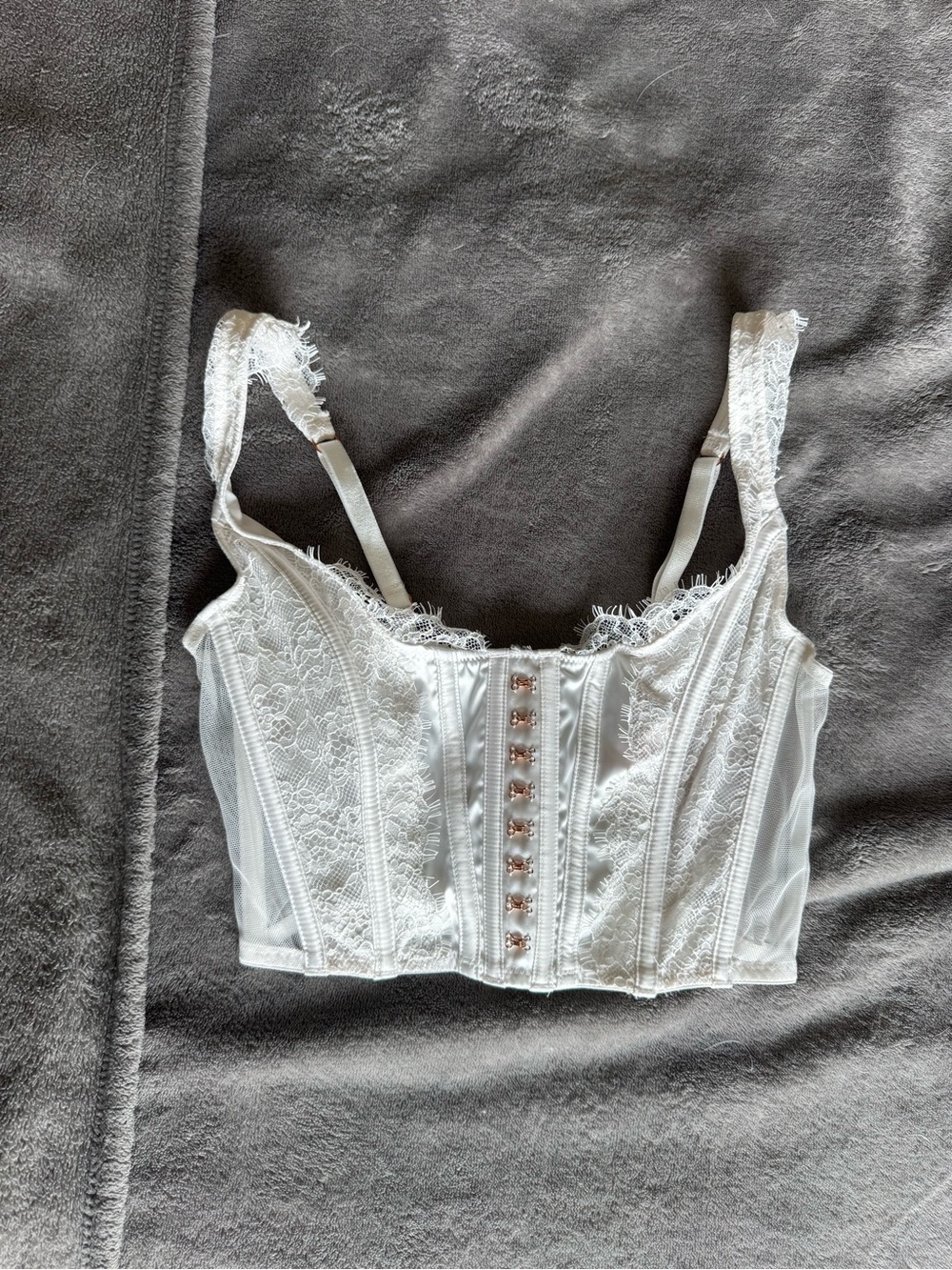 Victoria's Secret White Lace Bustier Top with Front Hooks